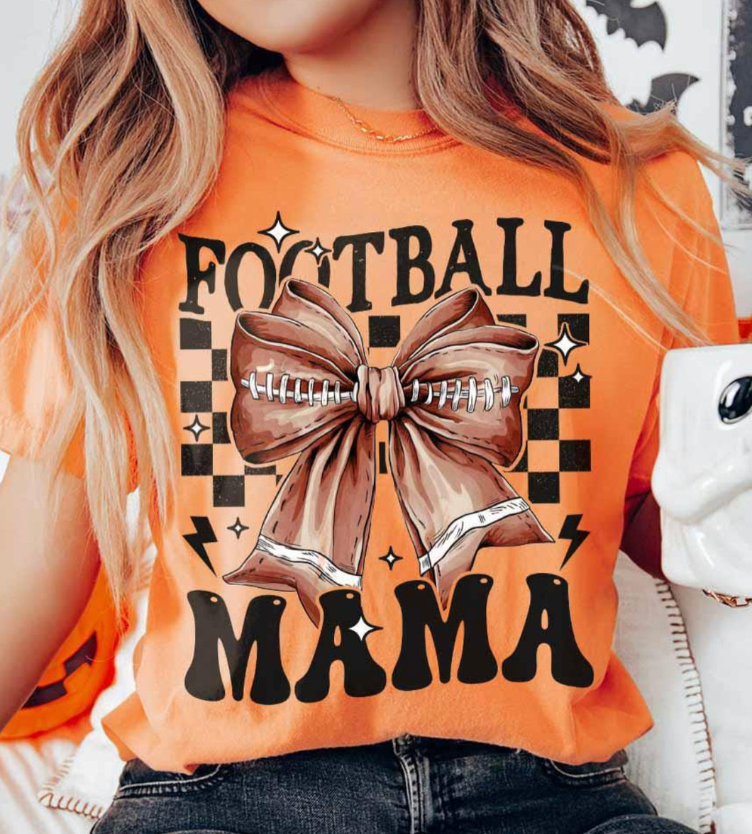 Checkered Football Mama DTF transfer