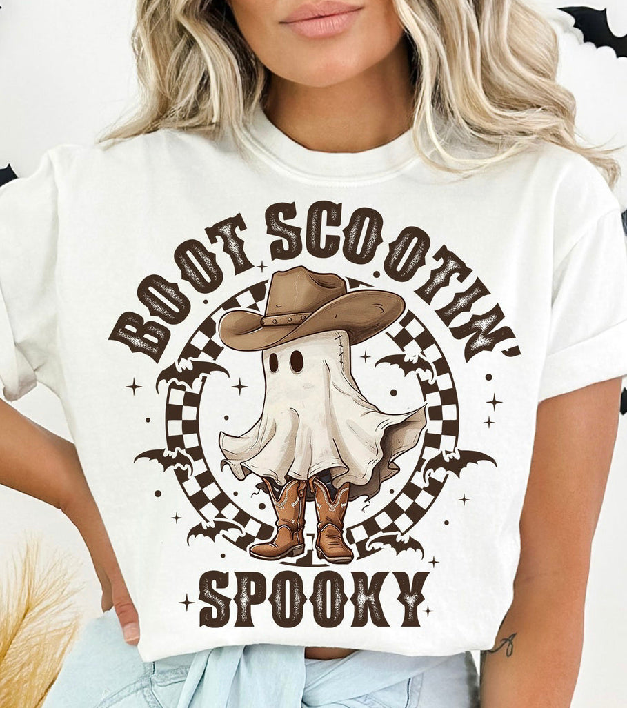 Boot Scootin Spooky ghost DTF transfer