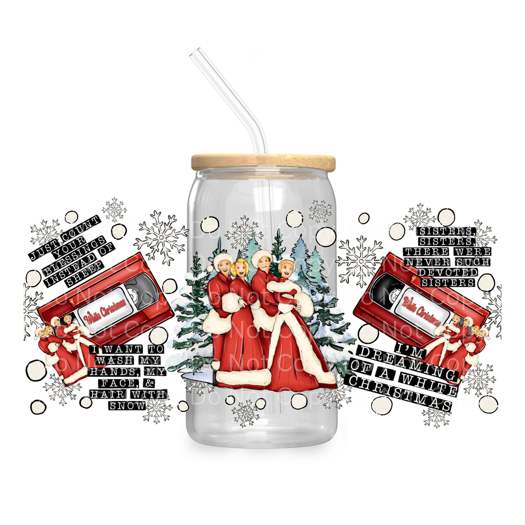 White Christmas Classic - UV DTF 16 oz Cup Wrap