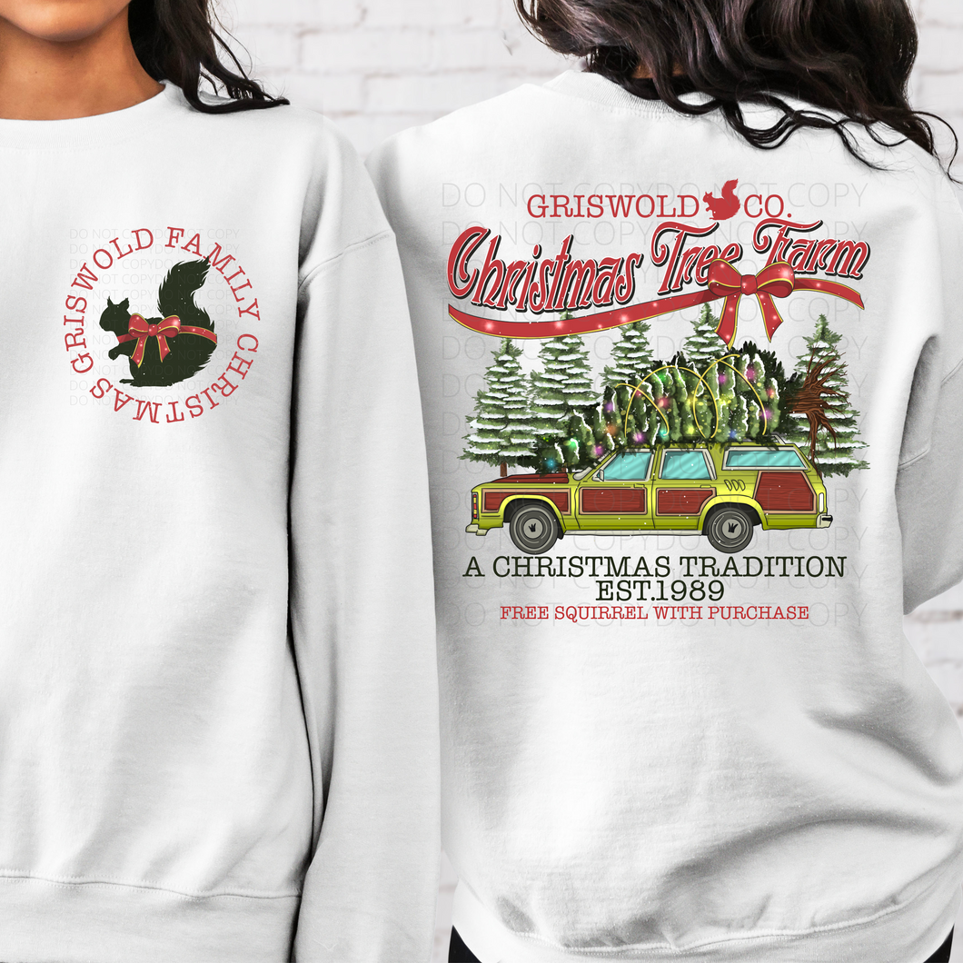 Christmas Tree Farm Griswold with pocket print **THIN** Screen Print Transfer adult size