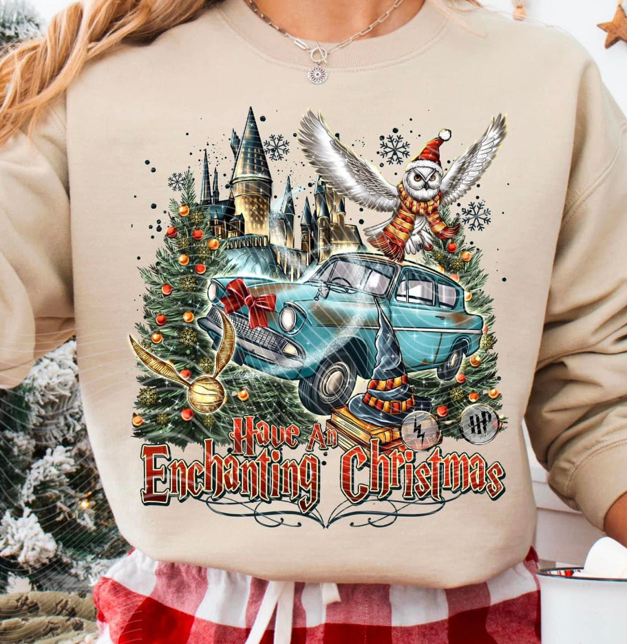 HP Enchanting Christmas owl & car DTF transfer