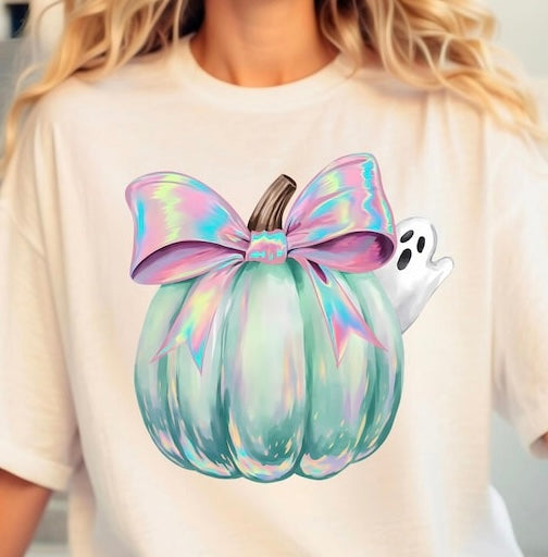 Pastel Pumpkin worh Ghost DTF transfer