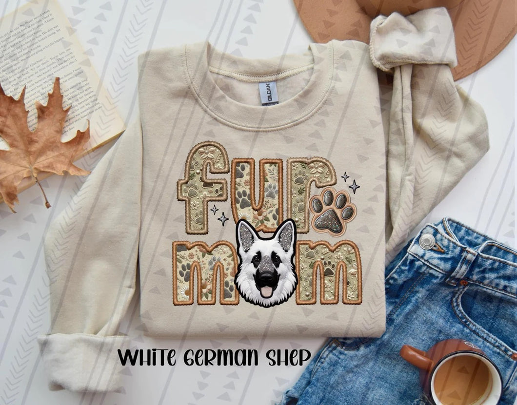 German Shepard - White - Fur Mom DTF transfer