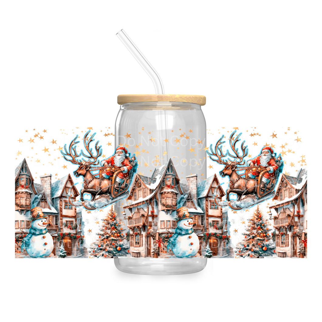 Santa's Sleigh Ride - UV DTF 16 oz Cup Wrap