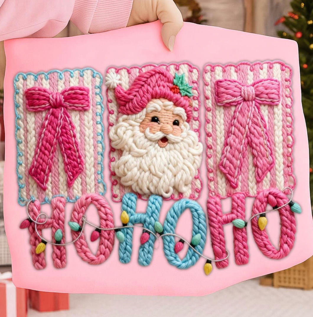 Faux Yarn Santa Ho Ho Ho DTF transfer