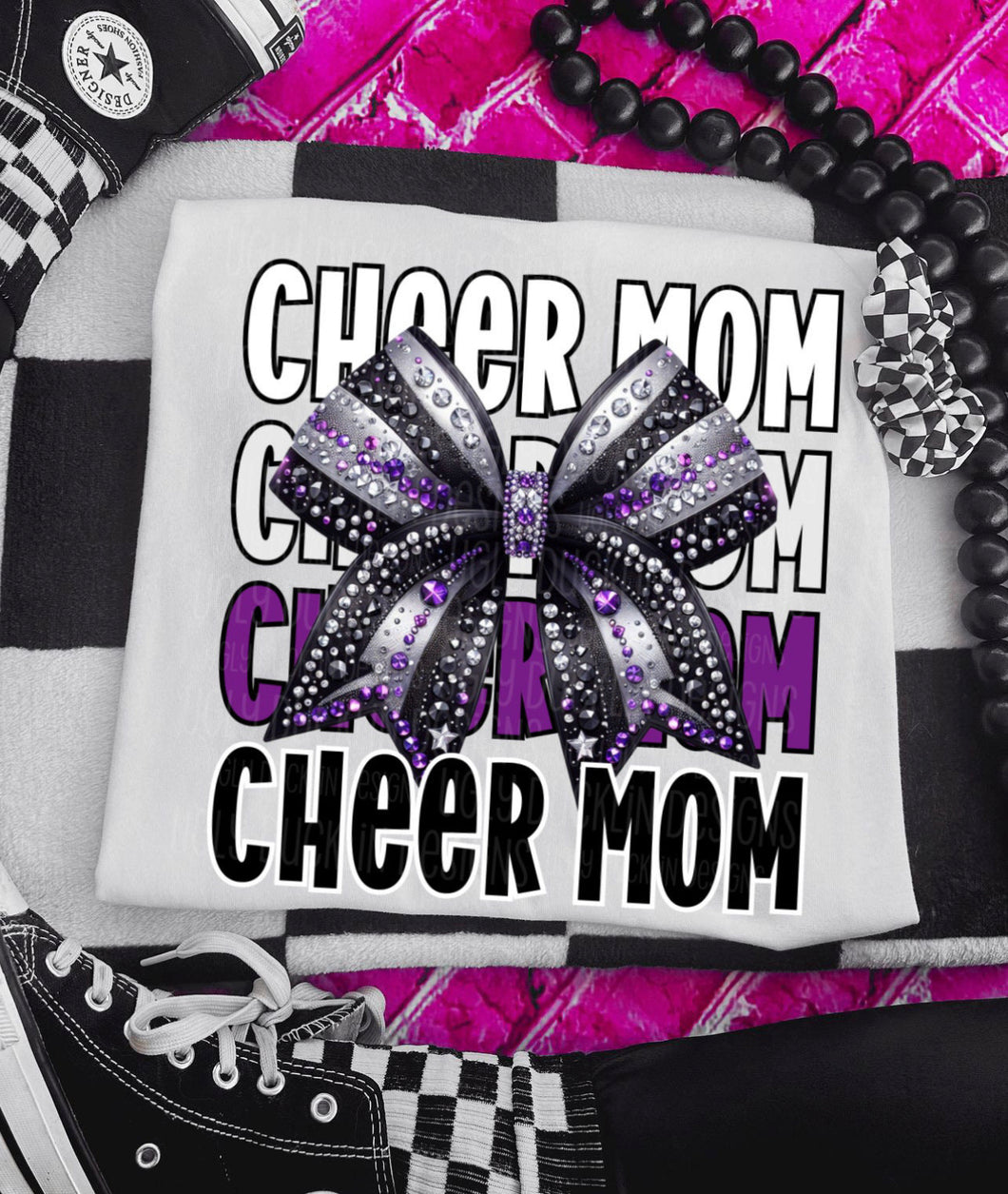 Cheer Mom purple & black DTF transfer