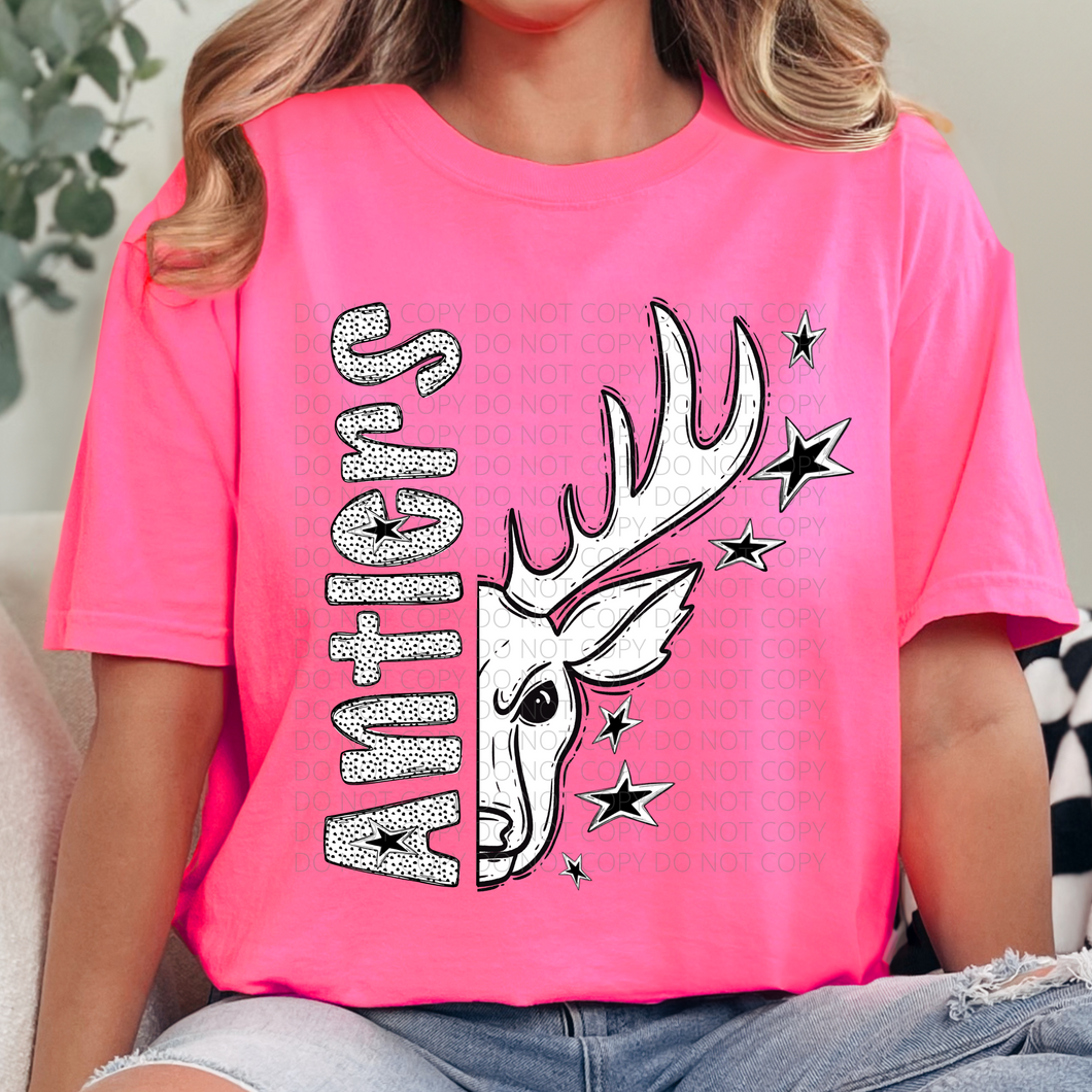 Antlers black & white Mascot DTF transfer
