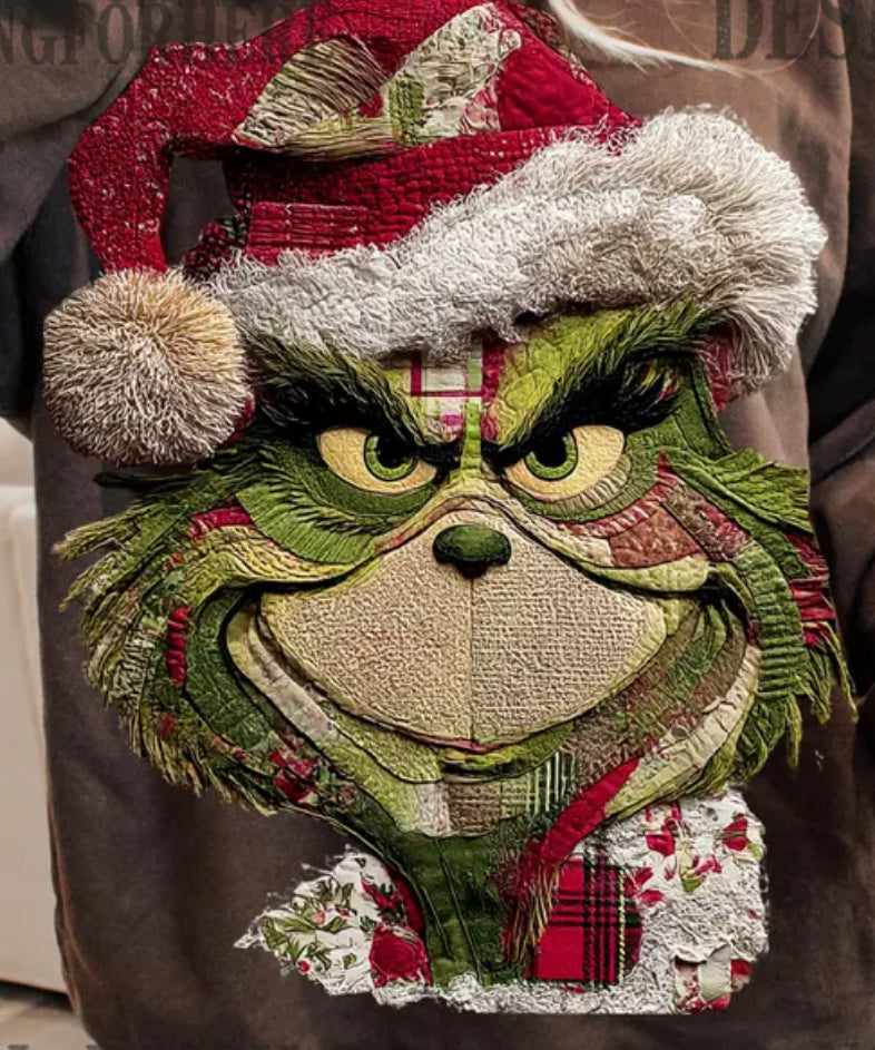 Patchwork Grin ch green guy DTF transfer