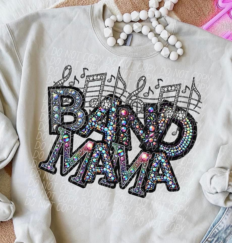 Band Mama rhinestone DTF transfer