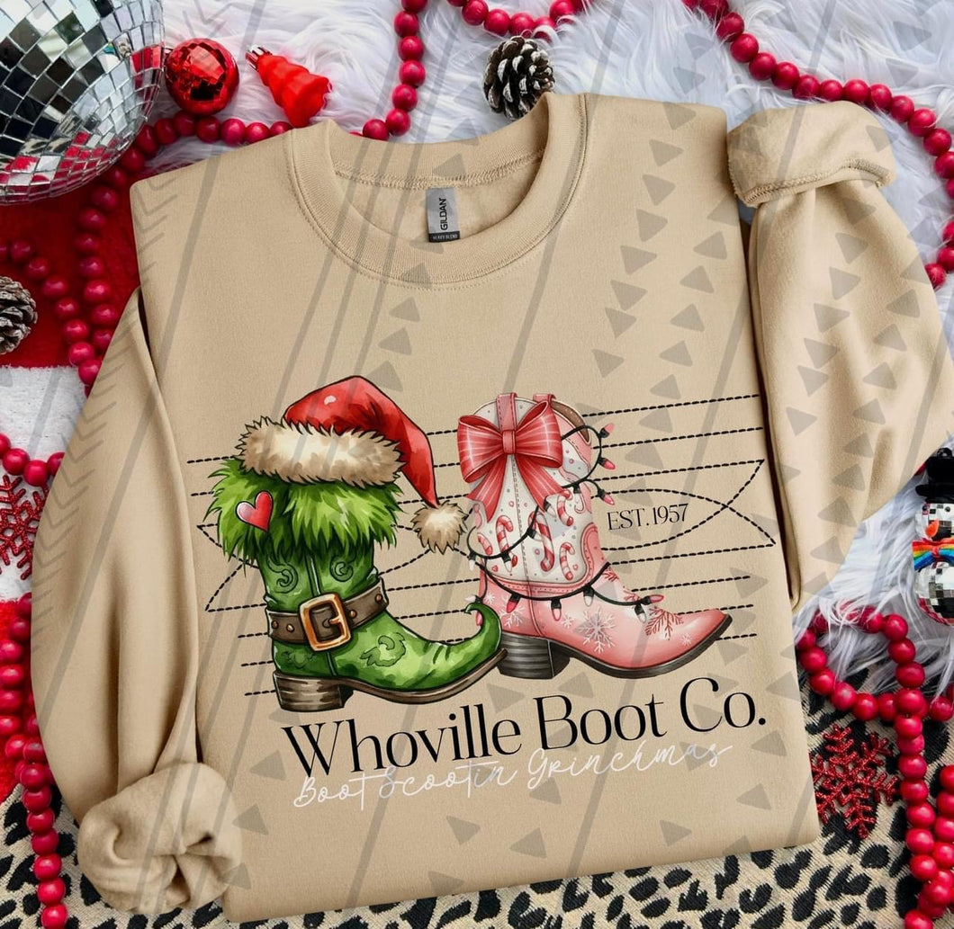 Whoville Boot Co DTF transfer