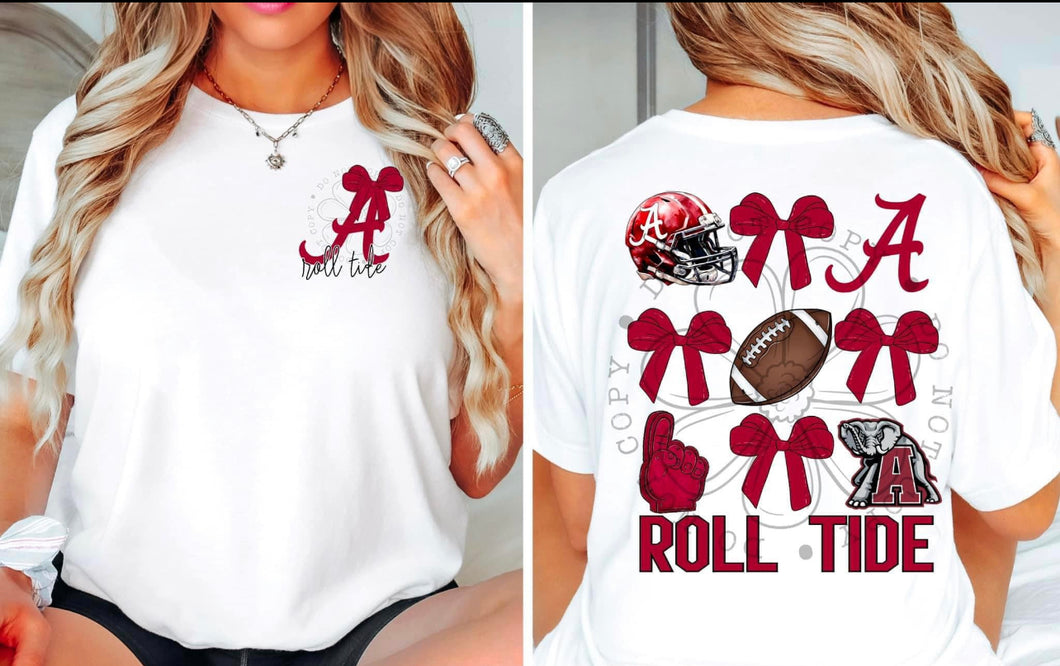 Alabama Roll Tide Football Coquette pocket & back SET DTF transfer