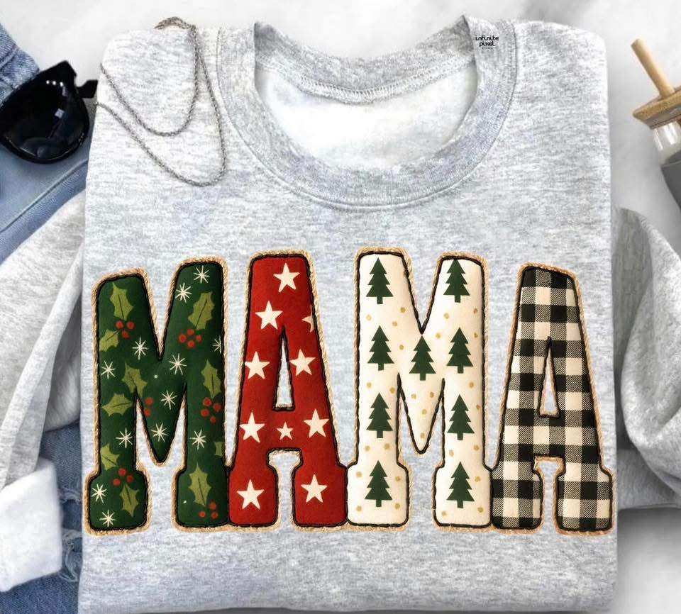 Christmas Varsity Mama DTF transfer