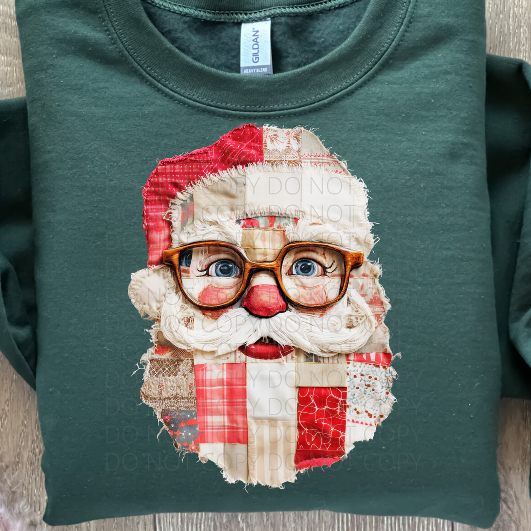 Patchwork Santa DTF transfer