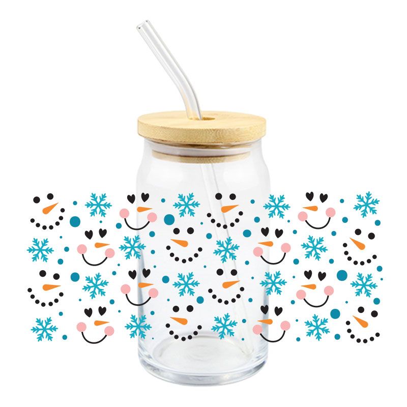 Snowman faces - UV DTF 16 oz Cup Wrap