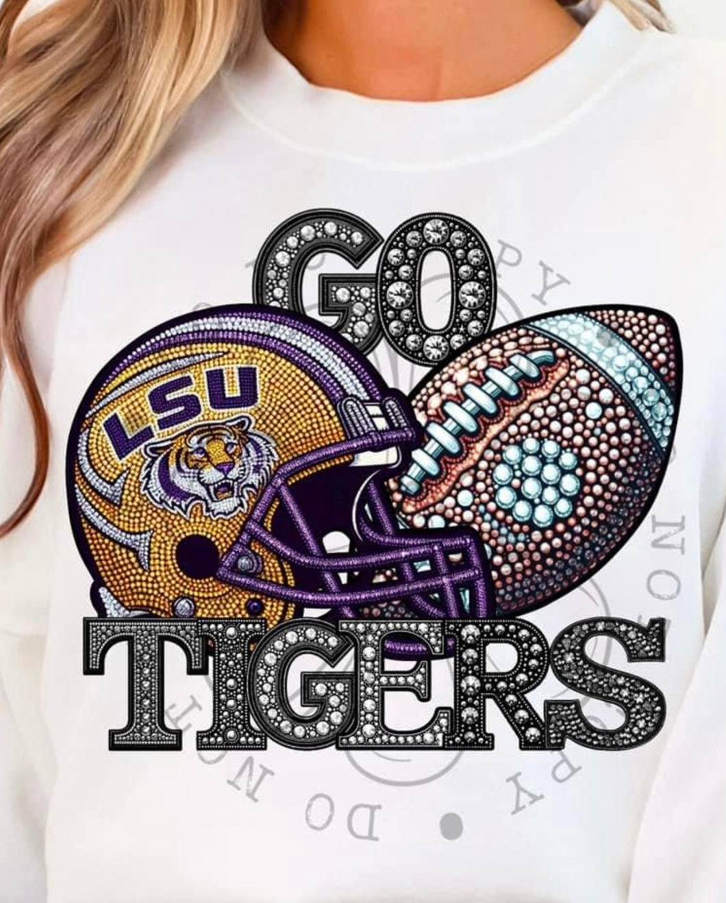 Go Tigers rhinestone DTF transfer