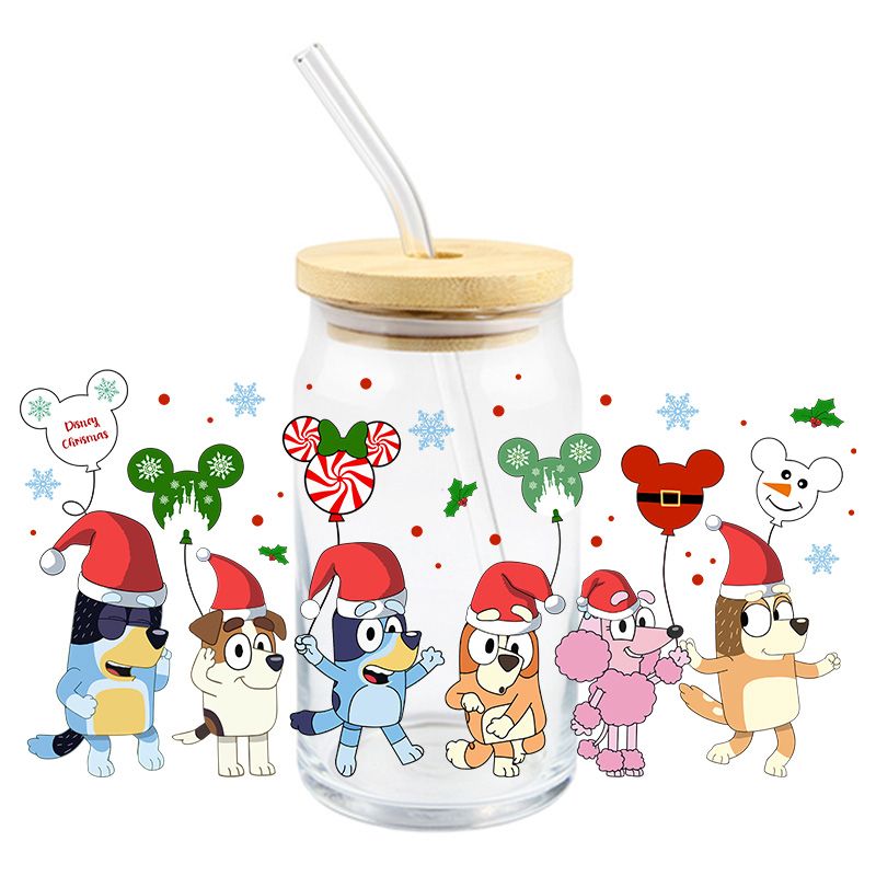 Blue Christmas Balloon Friends - UV DTF 16 oz Cup Wrap