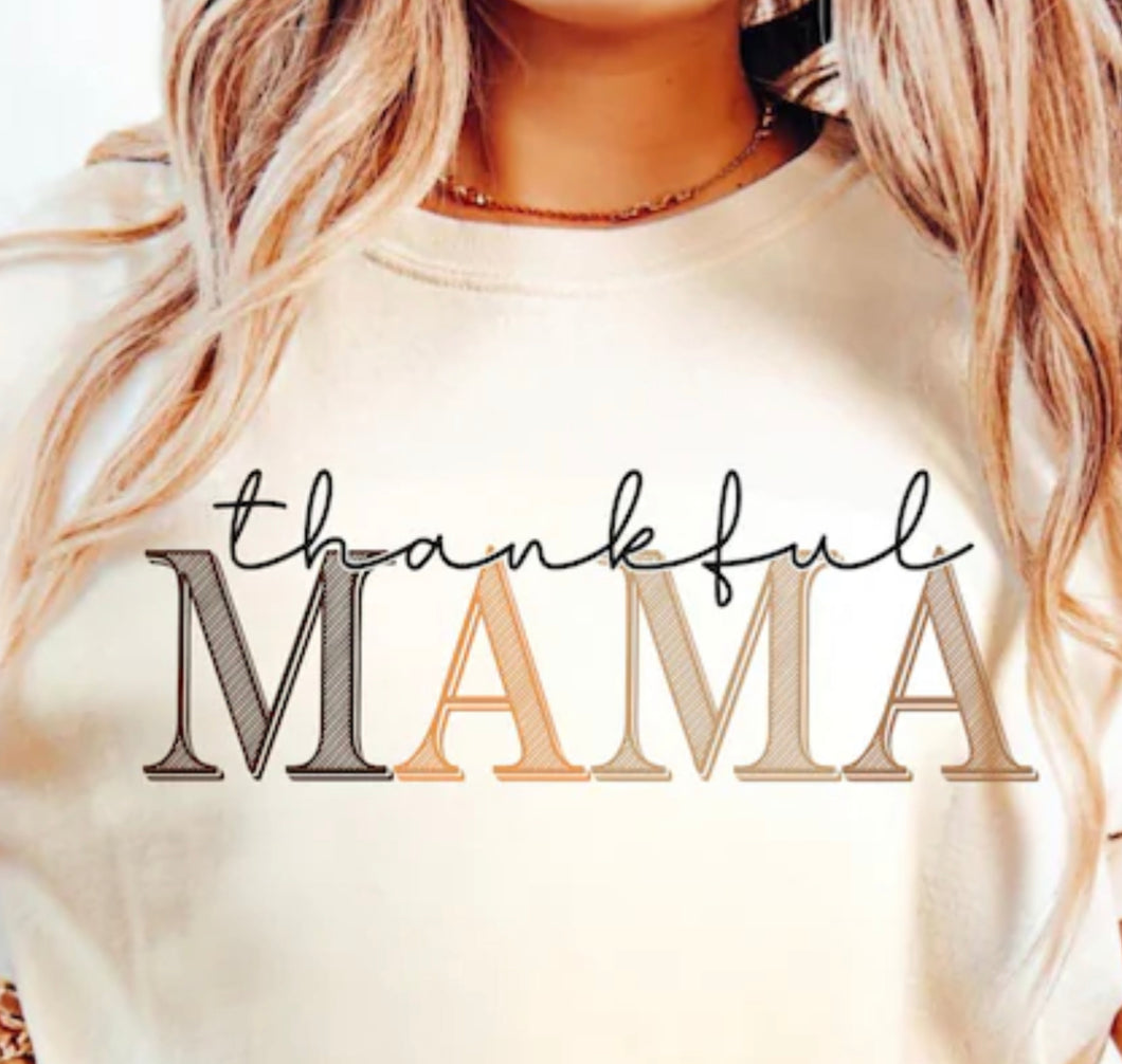 Thankful Mama faux embroidery DTF transfer