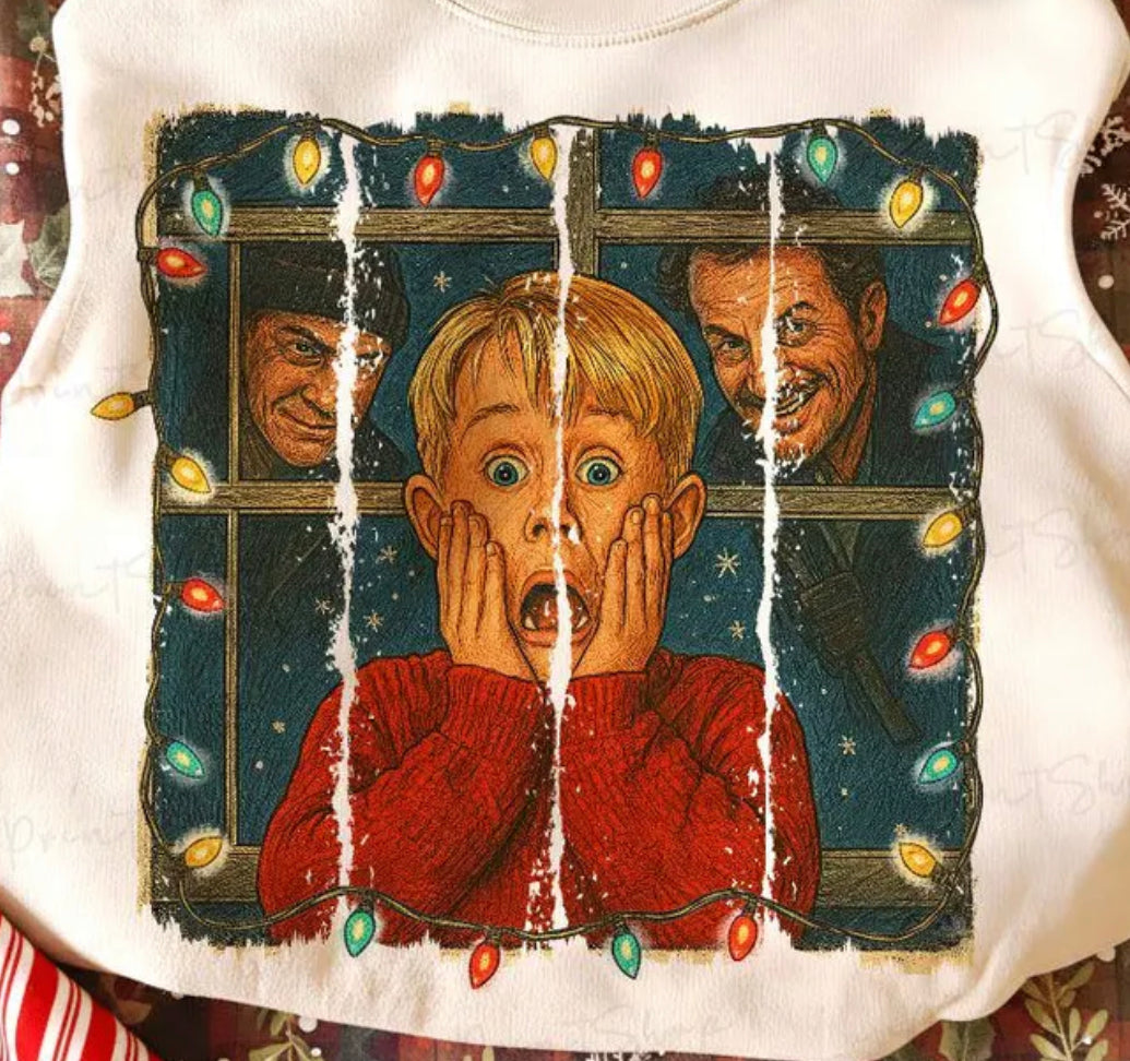 Home Alone lights DTF transfer