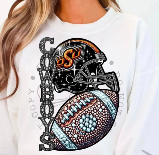 OSU Cowboys Vertical rhinestone DTF transfer