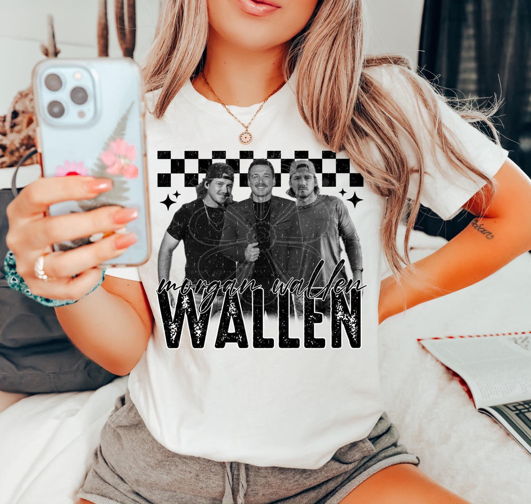 Wallen Trio checkered black & white DTF transfer