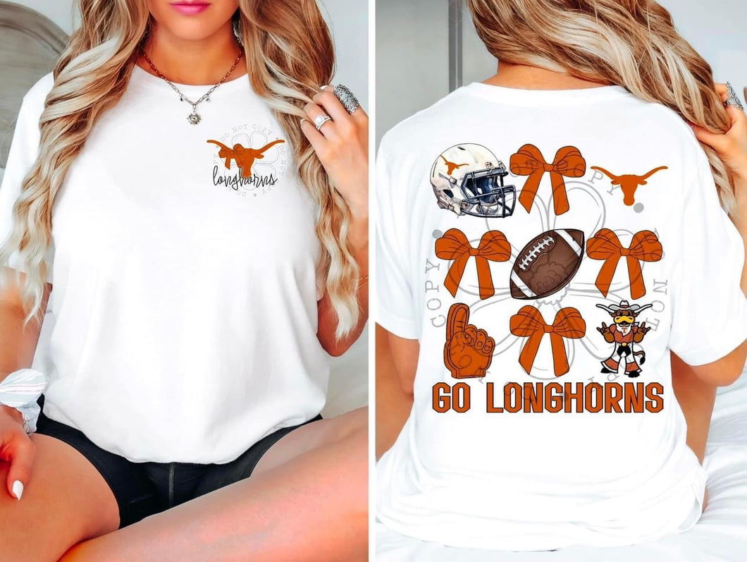 Go Texas Longhorns Coquette pocket & back SET DTF transfer