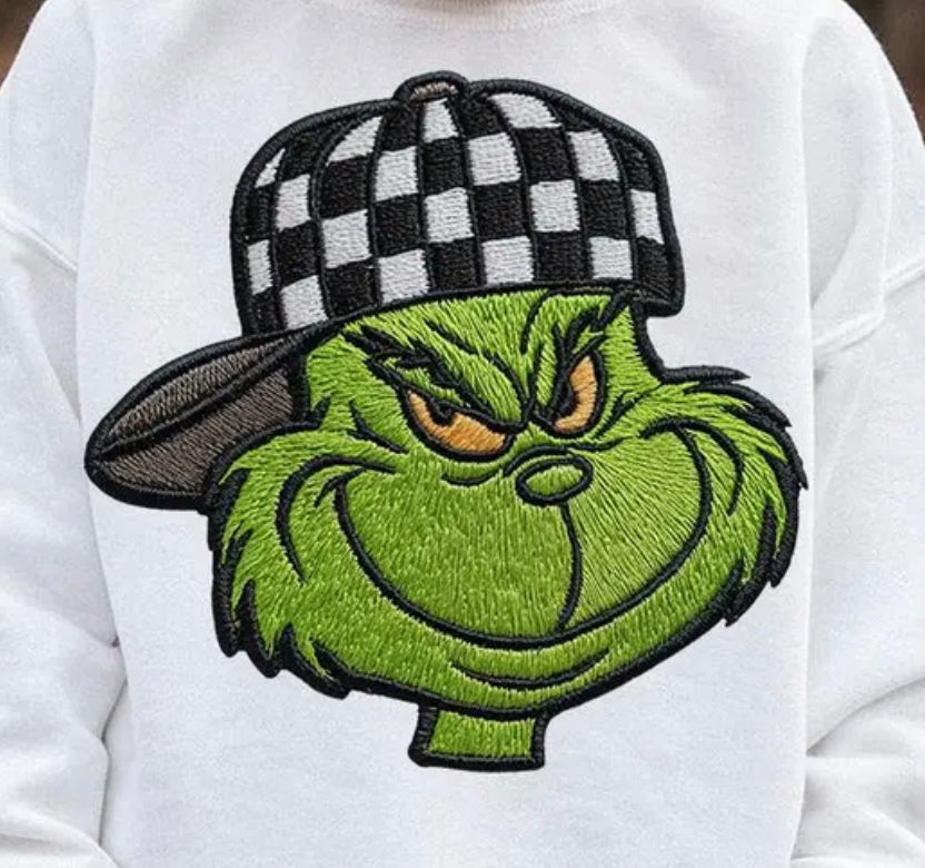 Preppy Green Guy Grin ch Checkered Hat DTF transfer