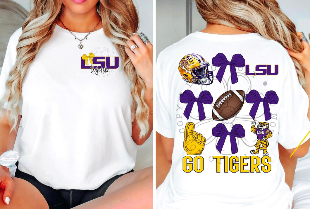 LSU Go Tigers pocket & back SET DTF transfer