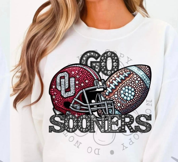 Go Sooners rhinestone DTF transfer