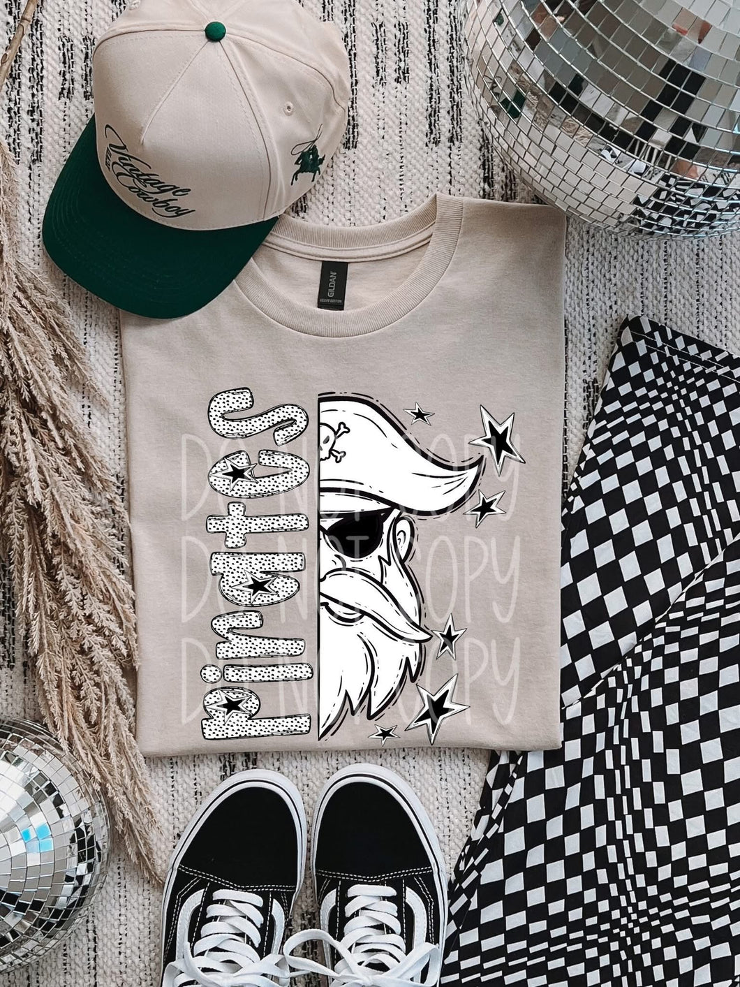 Pirates black & white Mascot DTF transfer