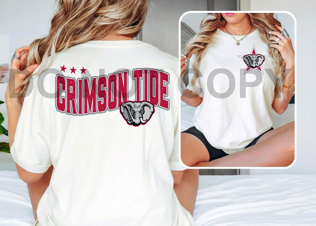 Alabama Crimson Tide pocket & back SET DTF transfer