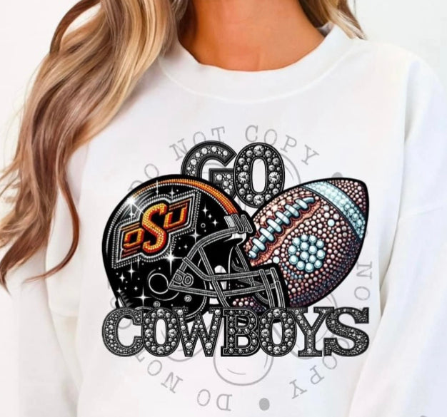 Go OSU Cowboys rhinestone DTF transfer