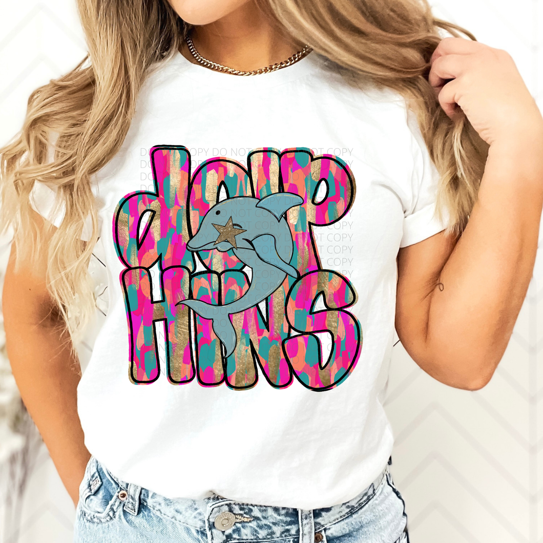 Dolphins Brushstroke Mascot DTF transfer