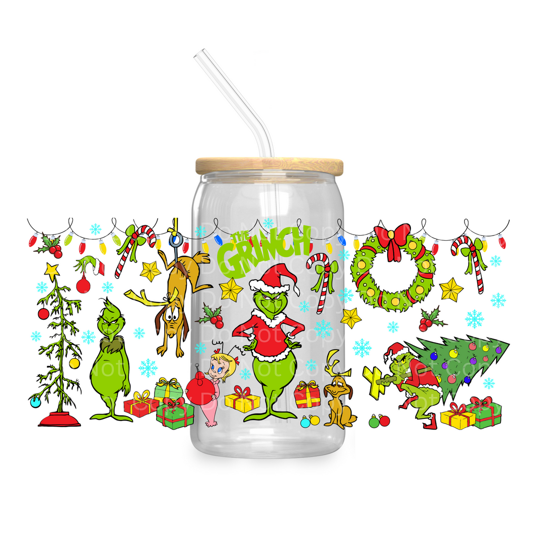 Grinch and Max christmas - UV DTF 16 oz Cup Wrap – Curly Vine Design Co