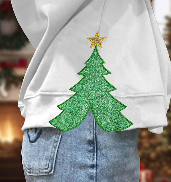 Christmas tree with Yellow Star Side Bow DTF transfer