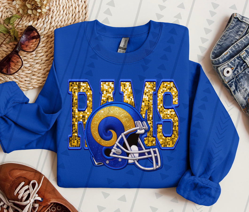 Los Angeles Rams faux glitter DTF transfer