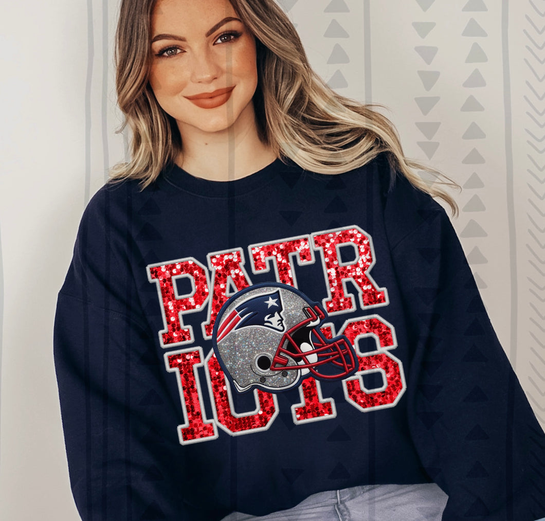 New England Patriots faux glitter DTF transfer