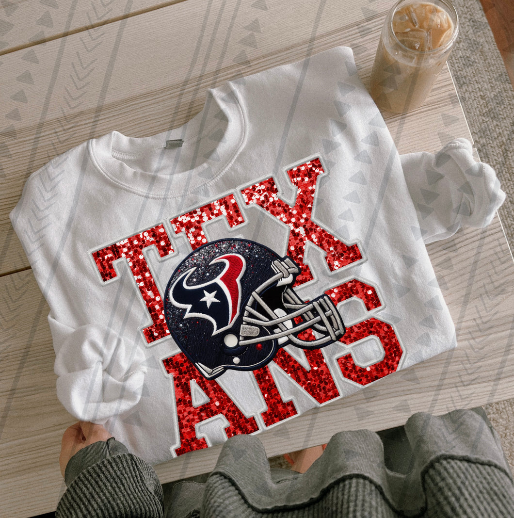 Houston Texans faux glitter DTF transfer