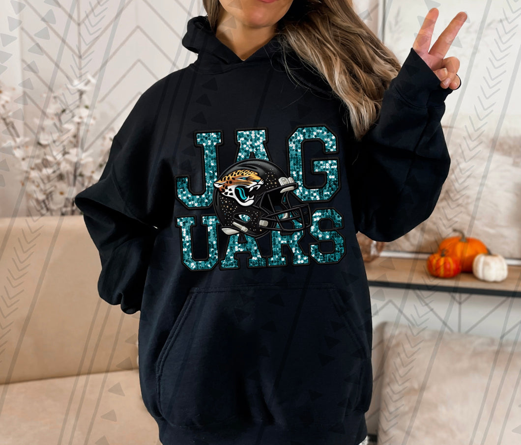 Jacksonville Jaguars faux glitter DTF transfer