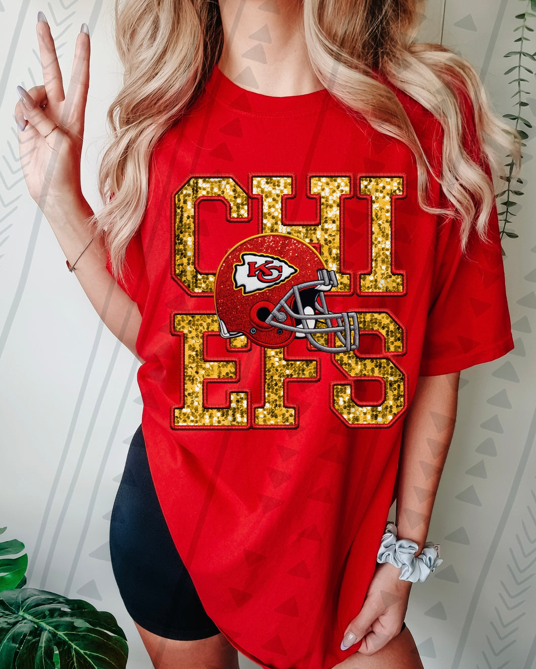 Kansas City Chiefs faux glitter DTF transfer