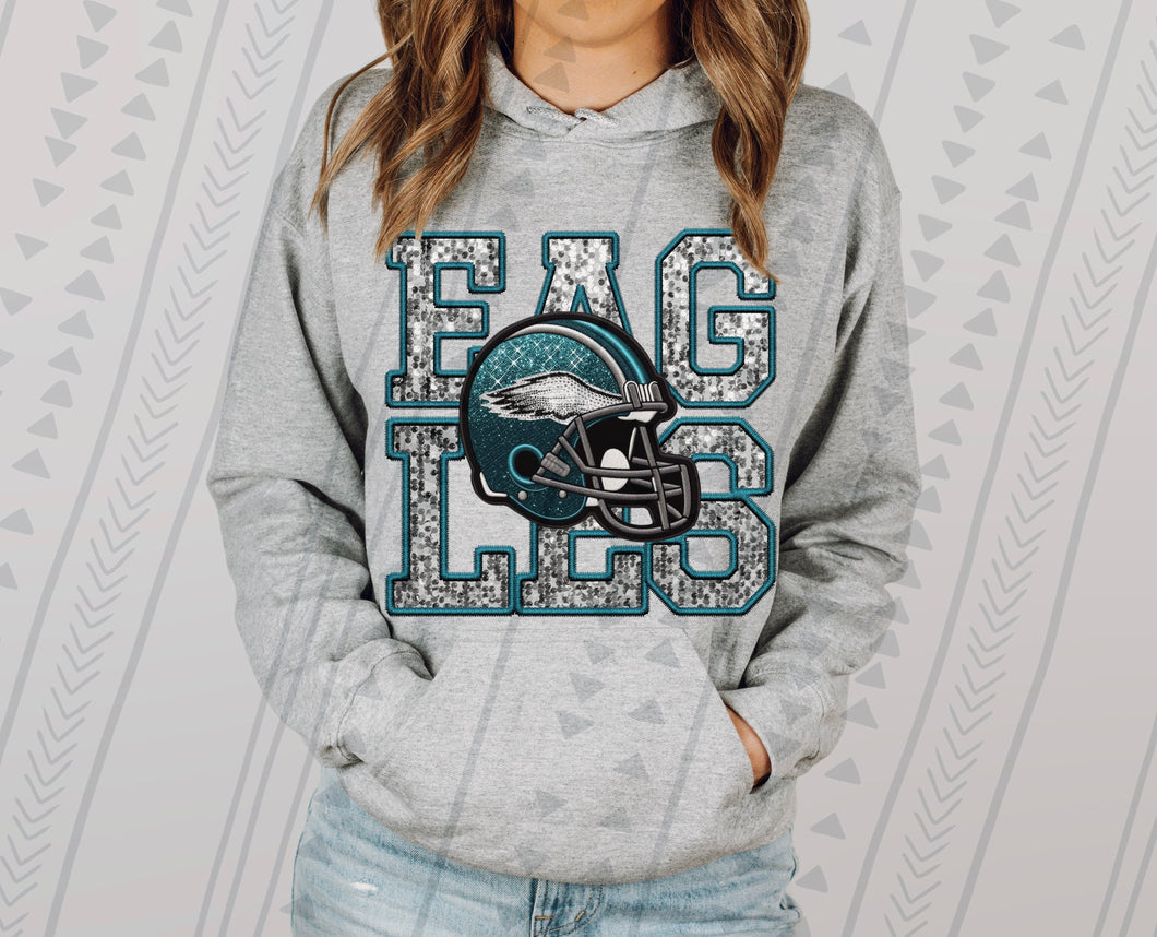 Philadelphia Eagles faux glitter DTF transfer