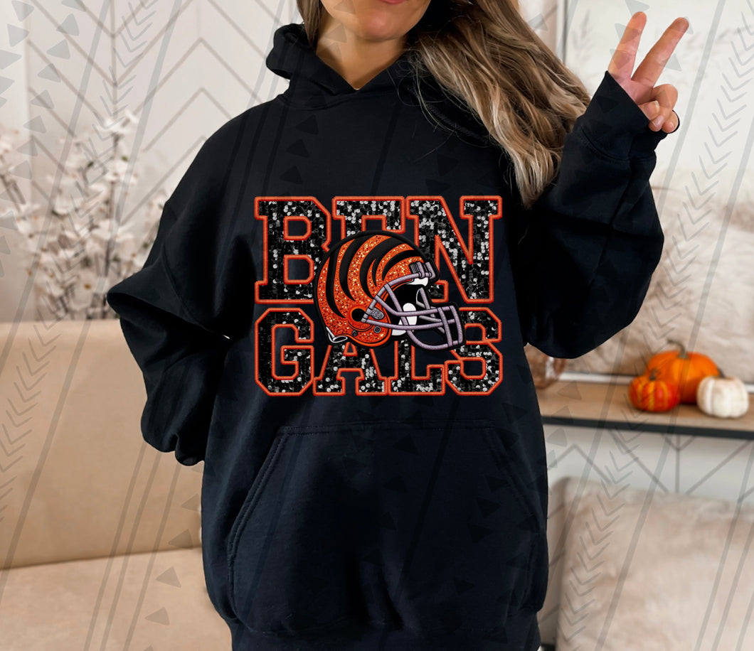 Cincinnati Bengals faux glitter DTF transfer