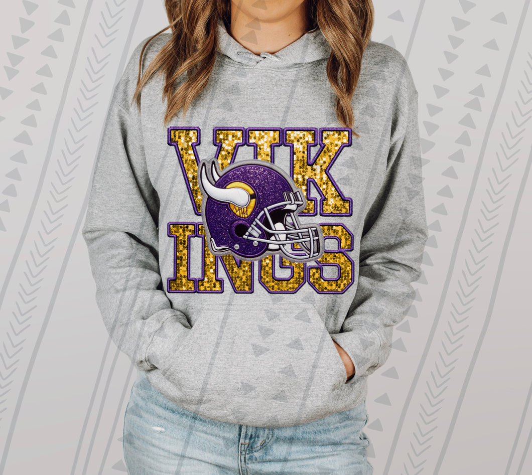 Minnesota Vikings faux glitter DTF transfer