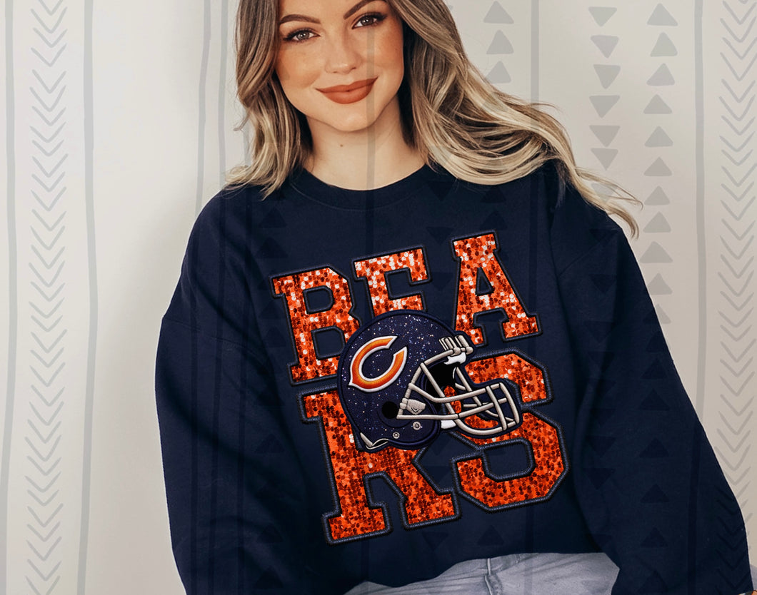 Chicago Bears faux glitter DTF transfer