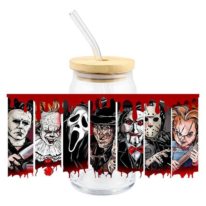 Red Drip Horror Guys - UV DTF 16 oz Cup Wrap