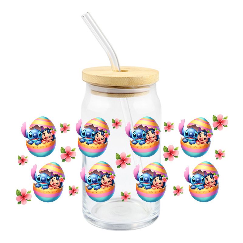 Easter Eggs with Lilo & Blue Alien - UV DTF 16 oz Cup Wrap