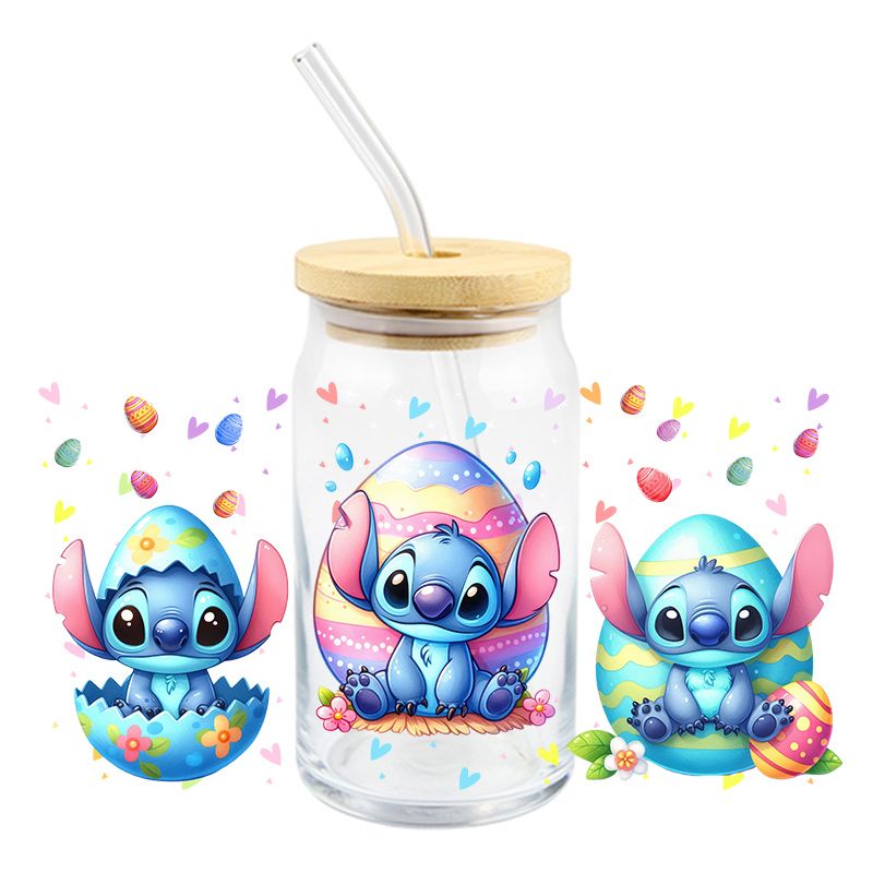 Easter Blue Alien Trio #1 - UV DTF 16 oz Cup Wrap