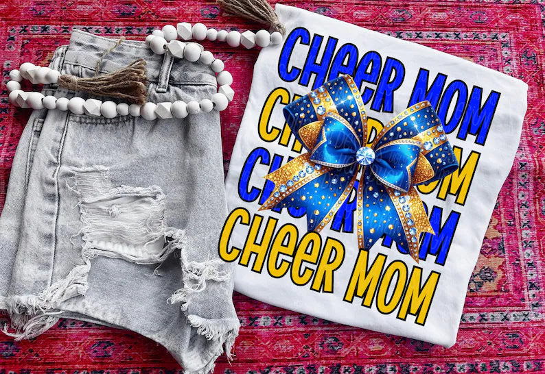 Cheer Mom blue & yellow DTF transfer