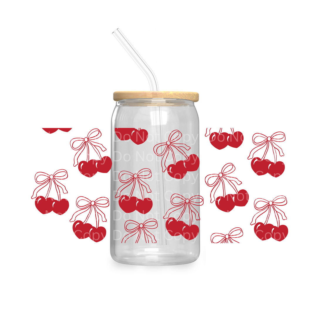 Red Bow Cherries - UV DTF 16 oz Cup Wrap