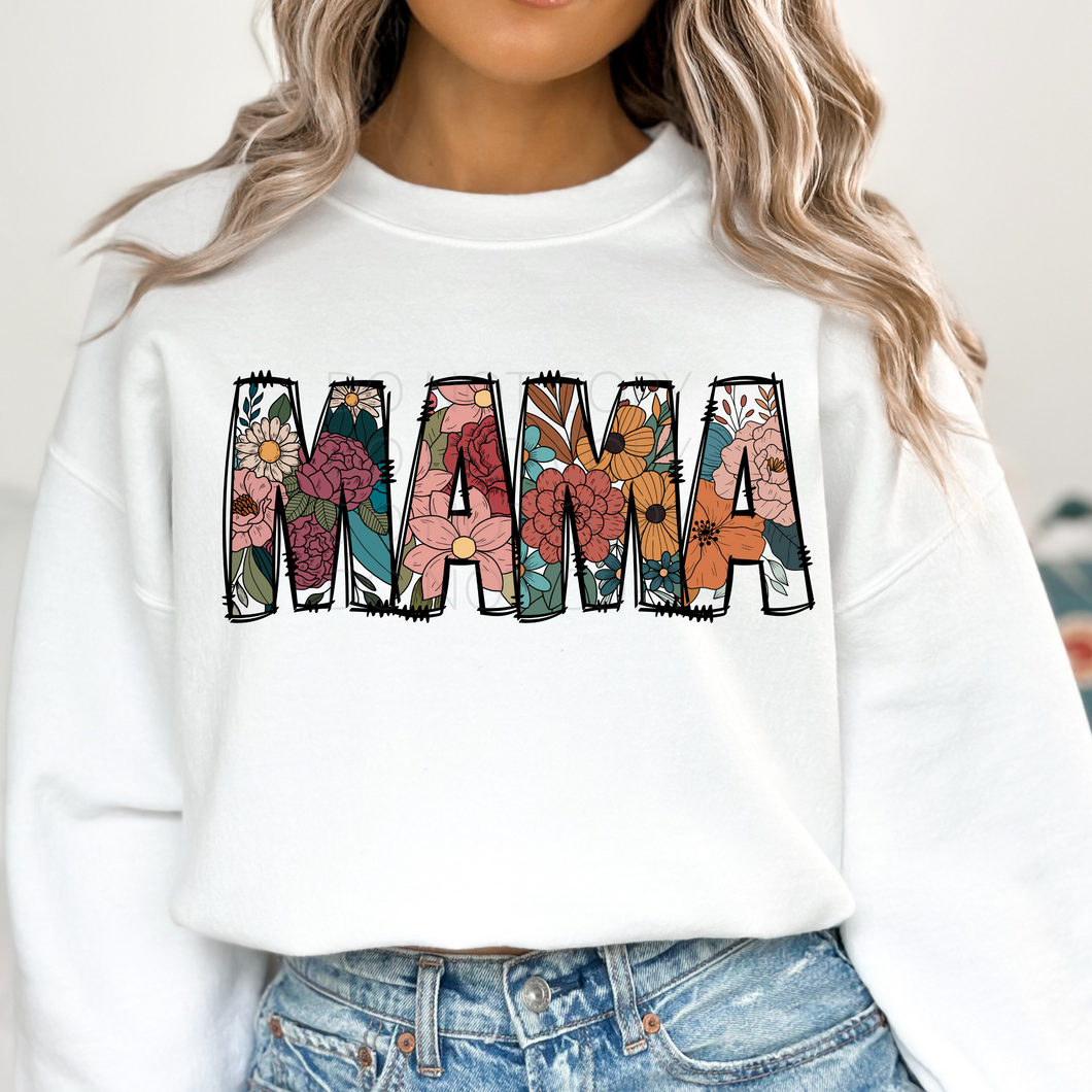 Mama Floral  **THIN** Screen Print Transfer adult size