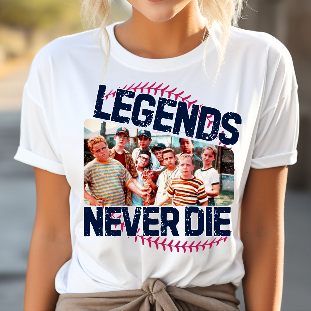 Legends Never Die baseball **THIN** Screen Print Transfer adult size
